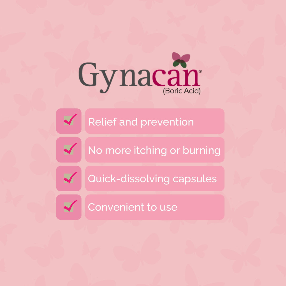 Gynacan – Boric Acid 600mg-Vaginal Capsules-Relieves Yeast Infections-pH Balanced Formula- Antibiotic-Free-with Applicator-30 Count-Made in Canada