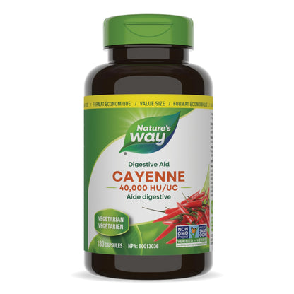 Nature’s Way Cayenne 40,000 HU – Herbal Digestion & Peripheral Circulation Supplement – Cayenne Pepper Capsules – Vegetarian, Non-GMO – 180 Capsules Nature's Way
