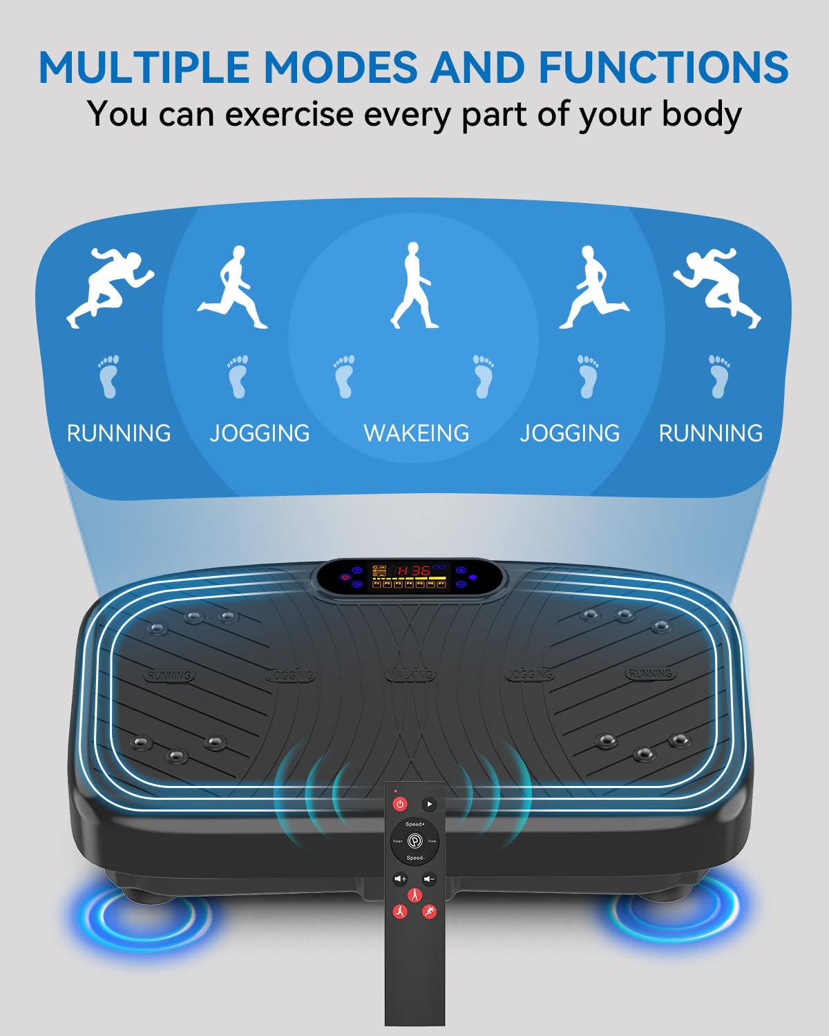 GDCOO Vibration Plate Exercise Machine, Vibrating Plate for Lymphatic Drainage, Vibrating Platform with 200 Adjustable Speeds, Fitness & Weight Loss Vibration Plate, 450 Lbs Max Capacity (Matte Black) - Available at All In One Marketplace Canada