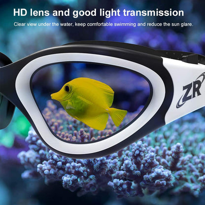 ZIONOR Swimming Goggles G1 Polarized Swim Goggles UV Protection Watertight Anti-Fog Adjustable Strap Comfort fit for Unisex Adult Men and Women-White Frame Gold Lens