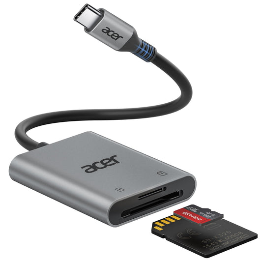 Acer USB C SD Card Reader, Sturdy Micro SD Card Adapter (Durable Nylon, No Block), High-Speed Type C Camera Memory Card Reader Compatible with MacBook Neo(A18 Pro), iPhone 16, Galaxy, USB-C Tablet