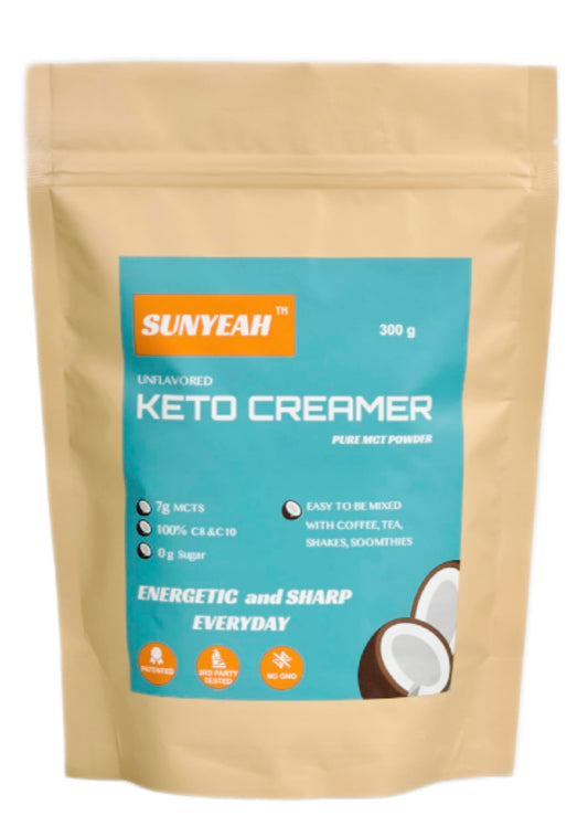 SUNYEAH MCT Oil Powder – C8 C10 Coconut-Based Creamer, 300g, 70% MCT Content, Keto & Paleo Friendly, Unflavored, Non-GMO