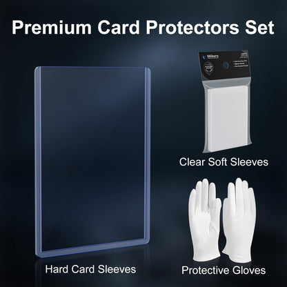 200 Card Sleeves Top Loaders for Cards, 3"x4" Hockey Card Protectors Hard Plastic, Trading Card Sleeves Fit for Hockey and Game Cards (100 Toploaders + 100 Soft Sleeves)