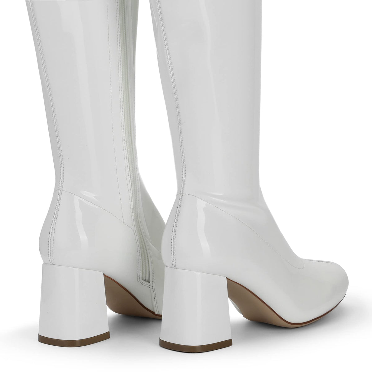 DREAM PAIRS Women Knee High Chunky Gogo Boots,White/Patent/Pu,8 🍁 All In One Marketplace Canada