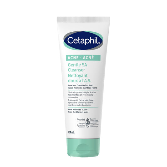 Cetaphil Gentle Salicylic Acid Face Wash Cleanser, Exfoliating Facial Cleanser for Acne-Prone Skin, Pore Minimizer with Aloe & White Tea, Dermatologist Recommended, 124ml - Available at All In One Marketplace Canada