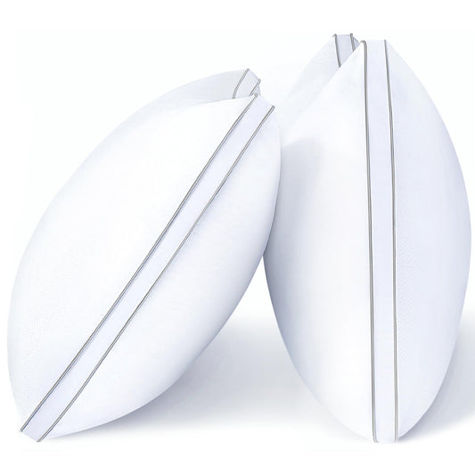 viewstar Bed Pillows Queen Size 2 Pack, Firm Support Gusseted Side Sleeper Hotel Pillow for Back and Stomach Sleeping, White - Available at All In One Marketplace Canada