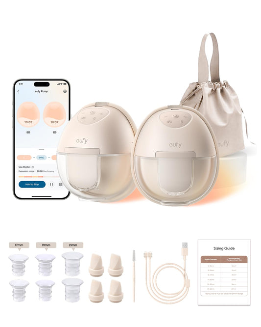 eufy Security Breast Pump Series S1, Hands-Free Electric Breast Pump with Heating Tech, App Control, Personalized Smart Rhythm, Hospital Grade Suction, Portable, Discreet, Leak-Proof & Ultra-Quiet
