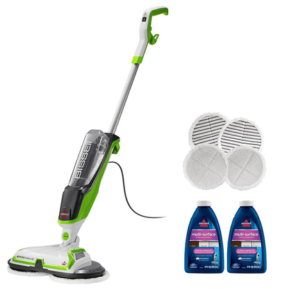 Bissell Spinwave Cord Powered Hard Floor Mop 2039C - Quiet Operation with On Demand Spray for Sealed Hard Floor Surfaces - Includes Trial Formula, A Set of Soft Pads and A Set of Scrub Pads Bissell