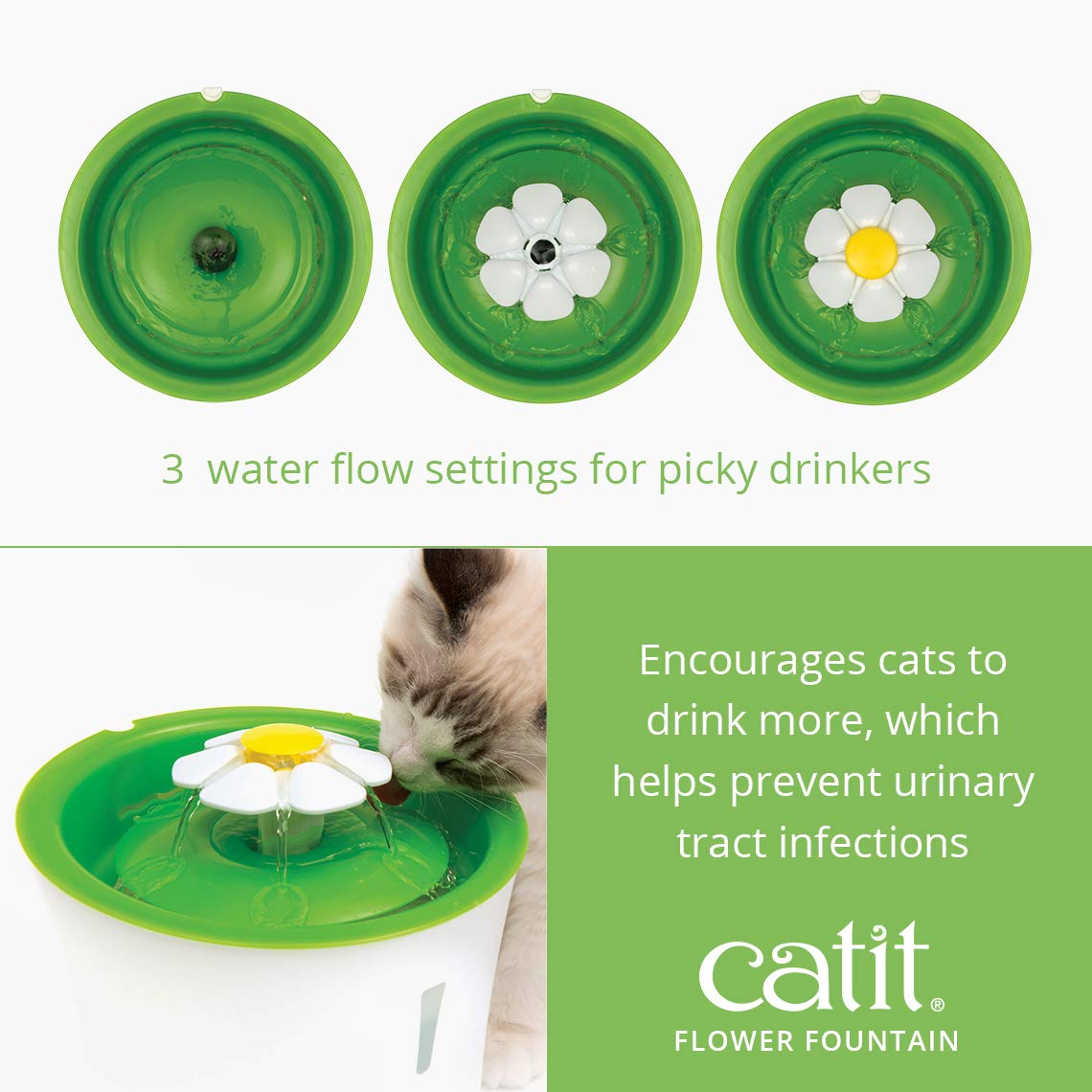 Catit Senses 2.0 Flower Fountain, 3 L Cat Water Fountain, Green 🍁 All In One Marketplace Canada
