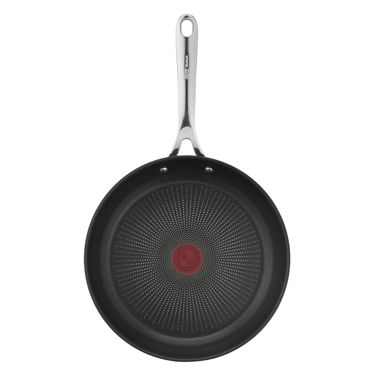 Jamie Oliver by Tefal Nonstick Coated Stainless Steel Pan 11-Inch, Induction Compatible, Oven Safe up to 500°F, Chef's Stainless Steel Skillet, Non Stick Frying Pans, Silver T-Fal