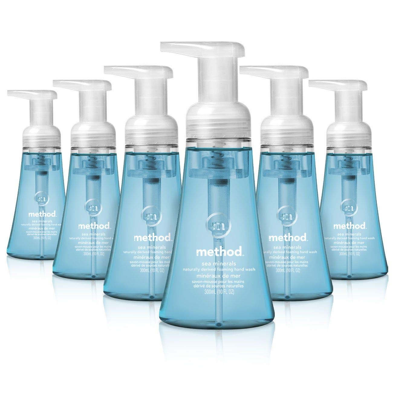 Method Foaming Hand Soap, Biodegradable Formula with Foaming Soap Dispenser Made of 100% Recycled Plastic, Sea Minerals Scent, 300 ml Soap Pump Bottles, 6 Pack Method