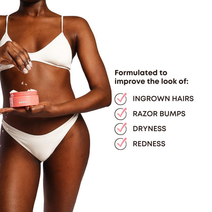 Bushbalm Ingrown Hair 2 Step Routine - Moisturize and Soothe - Ingrown Hair Oil (30 ml), Exfoliating Scrub (236 ml) - Watermelon Sugar - Valued at $49 - Available at All In One Marketplace Canada