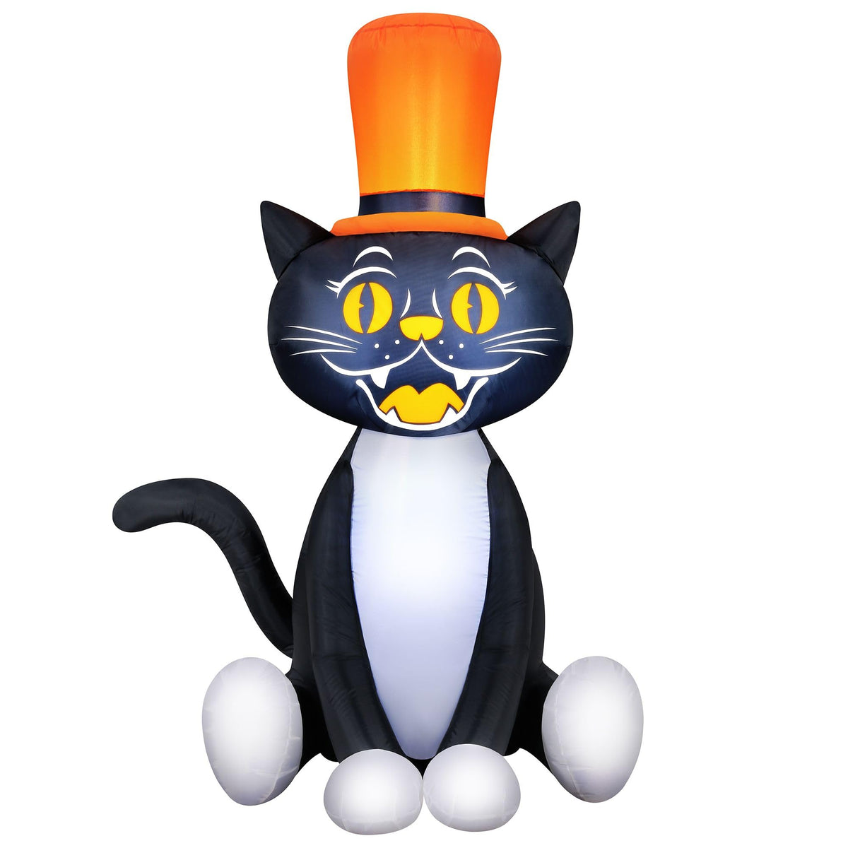 Chat noir gonflable de 1,5 mètre avec haut-de-forme pour Halloween