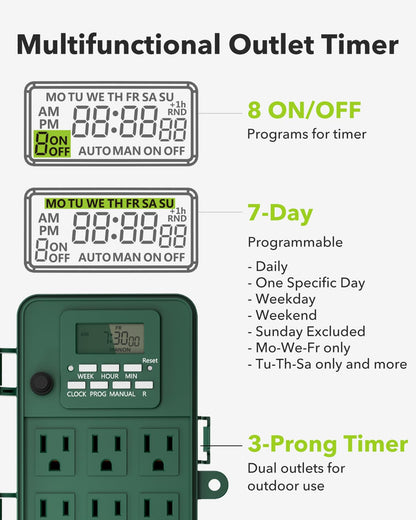 BN-LINK Outdoor Power Stake Timer, 6 Outlets, 8-Program Digital Timer 🍁 All In One Marketplace Canada