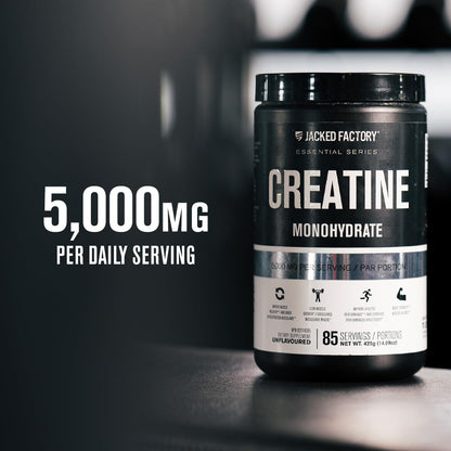 Jacked Factory Creatine Monohydrate Powder - Canadian-Owned Informed Choice Certified Supplement for Increased Muscle Mass*, Improved Strength, Power, & Performance** - 85 Servings, Arctic White
