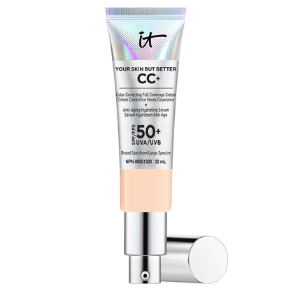 IT Cosmetics Your Skin But Better CC+ Cream, Fair Beige - Color Correcting Cream, Full-Coverage Foundation, Anti-Aging Serum & SPF 50+ Sunscreen - Natural Finish - 1.08 fl oz IT Cosmetics