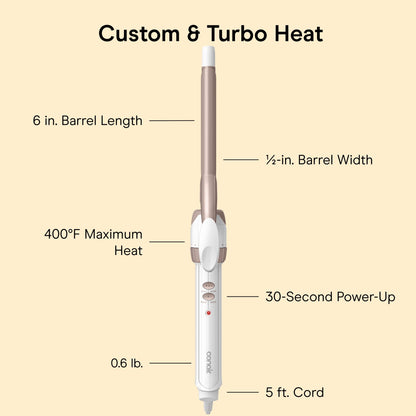 Conair Double Ceramic Curling Iron, 1/2-inch Curling Iron, White/Rose Gold