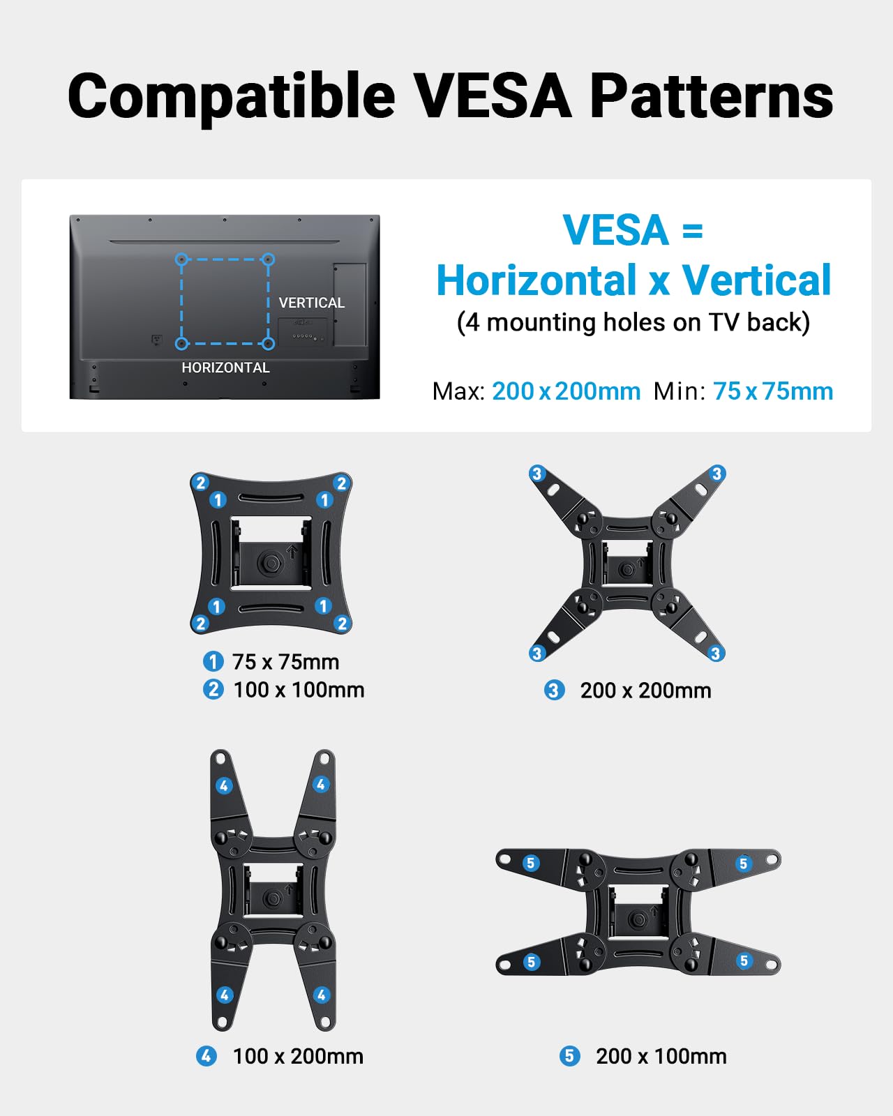 Pipishell Full Motion TV Wall Mount for 13-43 Inch LED LCD Flat Curved Screen TVs & Monitors, Max VESA 200x200mm up to 44lbs, Swivel TV Mount Wall Bracket with Rotation Swivel Tilt Extension, PISF1