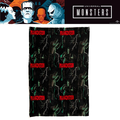 Couverture jeté Franco Collectibles Universal Monsters Frankenstein pour Halloween, literie en peluche super douce et confortable, 127 cm x 178 cm (produit sous licence officielle)