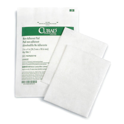 Curad Medline Curad Sterile Non-Adherent Pads (Pack of 100) for Gentle Wound Dressing and Absorption Without Sticking, White - Available at All In One Marketplace Canada