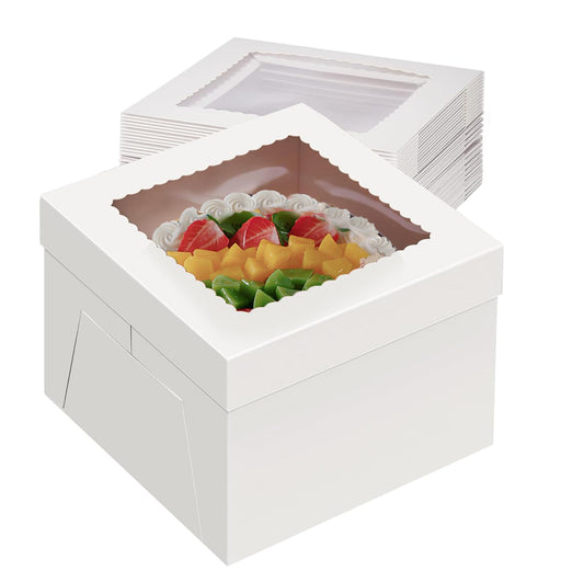 Packpal 24Pcs Cake Boxes 10 Inch (24pcs boxes), White Bakery Boxes With Windown For Baking, Cajas Pasteles, Cookie, Pastries, Pie, Wedding, Birthday, 10x10x8inch 🍁 All In One Marketplace Canada