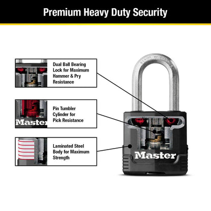 Master Lock Magnum Heavy Duty Outdoor Padlock with Key, 2 Pack Keyed-Alike M115XTLF Master Lock