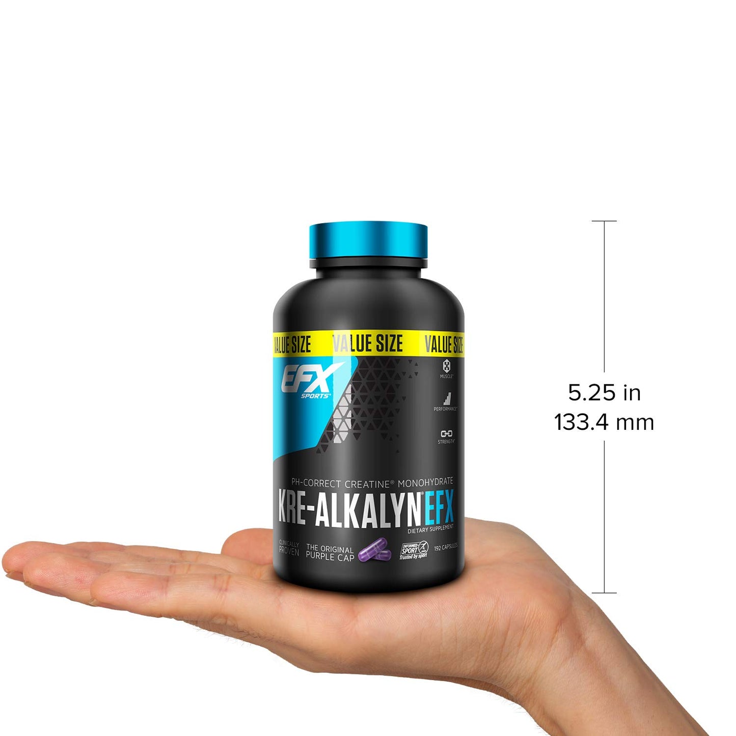 EFX Sports Kre-Alkalyn | PH-Correct Creatine Monohydrate | Multi-Patented Formula, Gain Strength, Build Muscle & Enhance Performance I No Bloating, No Water Retention - 192 Capsules - Available at All In One Marketplace Canada