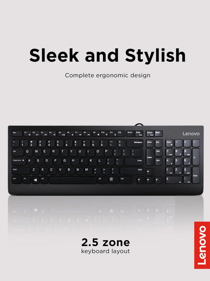 Lenovo 300 USB Wired Keyboard, Black