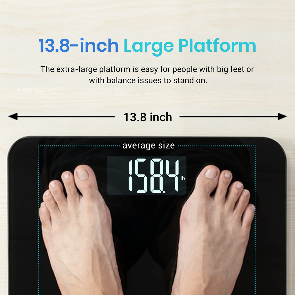 Etekcity High Precision Digital Body Weight Bathroom Scale with Ultra Wide Platform and Easy-to-Read Backlit LCD, 440 Pounds, Black