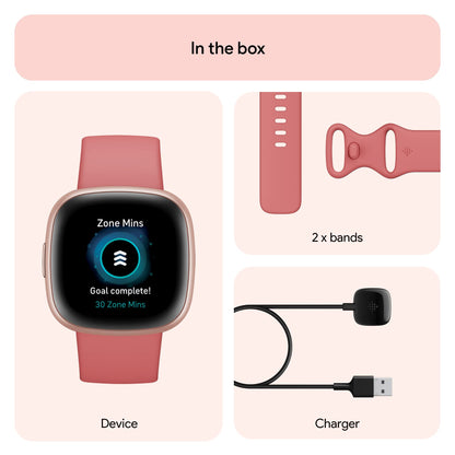 Google Fitbit Versa 4 Fitness Smartwatch with Daily Readiness, Gps, 24/7 Heart Rate, 40+ Exercise Modes, Sleep Tracking and More, Pink Sand/copper Rose, One Size (S and L Bands Included)