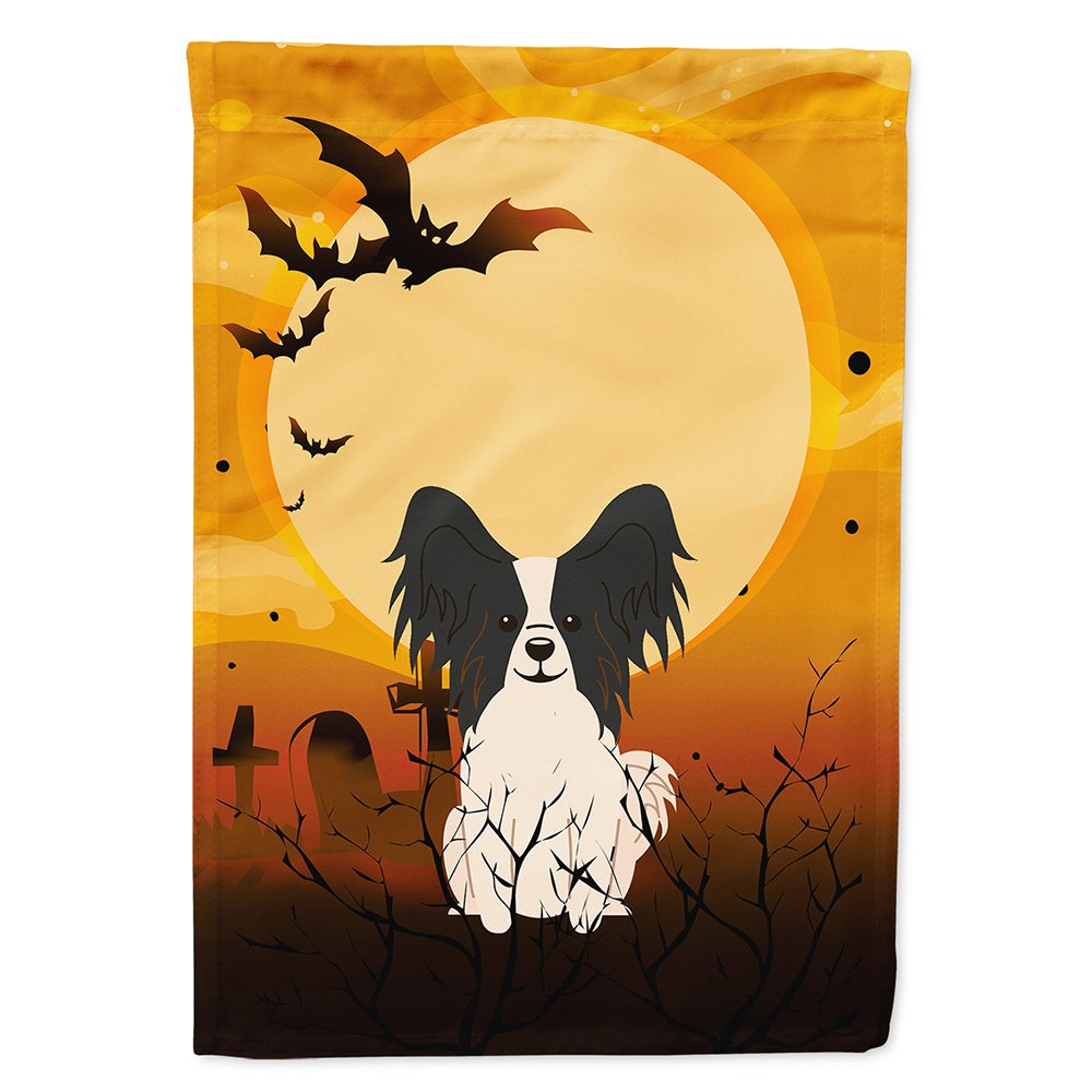 Caroline's Treasures BB4342CHF Halloween Papillon Black White Flag Canvas House Size, Large, Multicolor