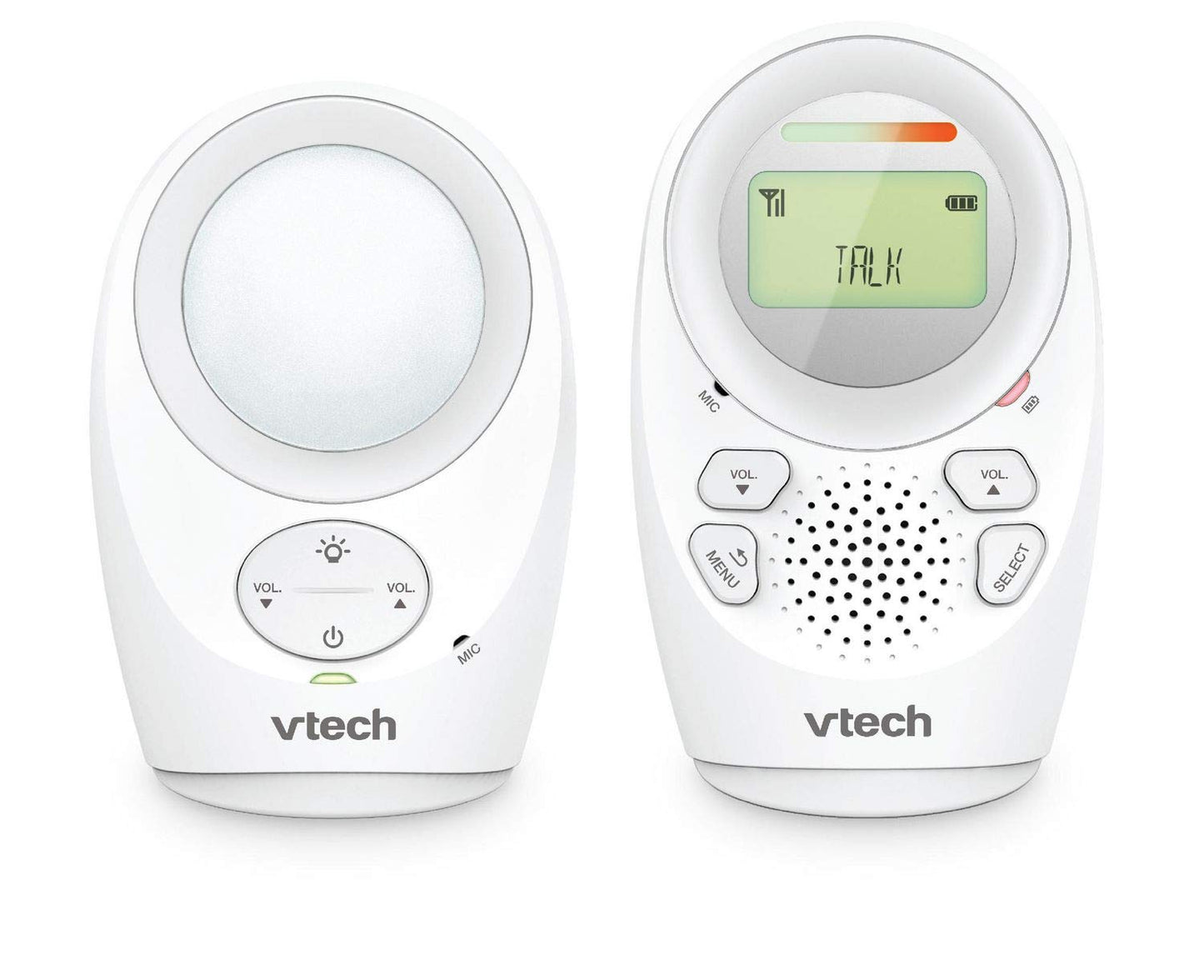 VTech DM1211 Enhanced Range Digital Audio Baby Monitor with Night Light, 1 Parent Unit, Silver & White VTech