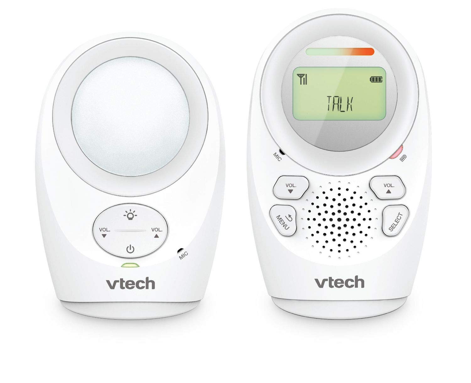 VTech DM1211 Enhanced Range Digital Audio Baby Monitor with Night Light, 1 Parent Unit, Silver & White VTech