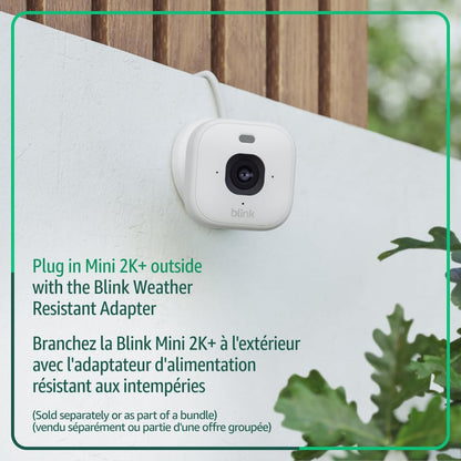 Blink Mini 2K+ (newest model) – Plug-in Home & Pet Security Camera with 2K video resolution, colour night vision, enhanced audio, motion detection – 1 camera (White)