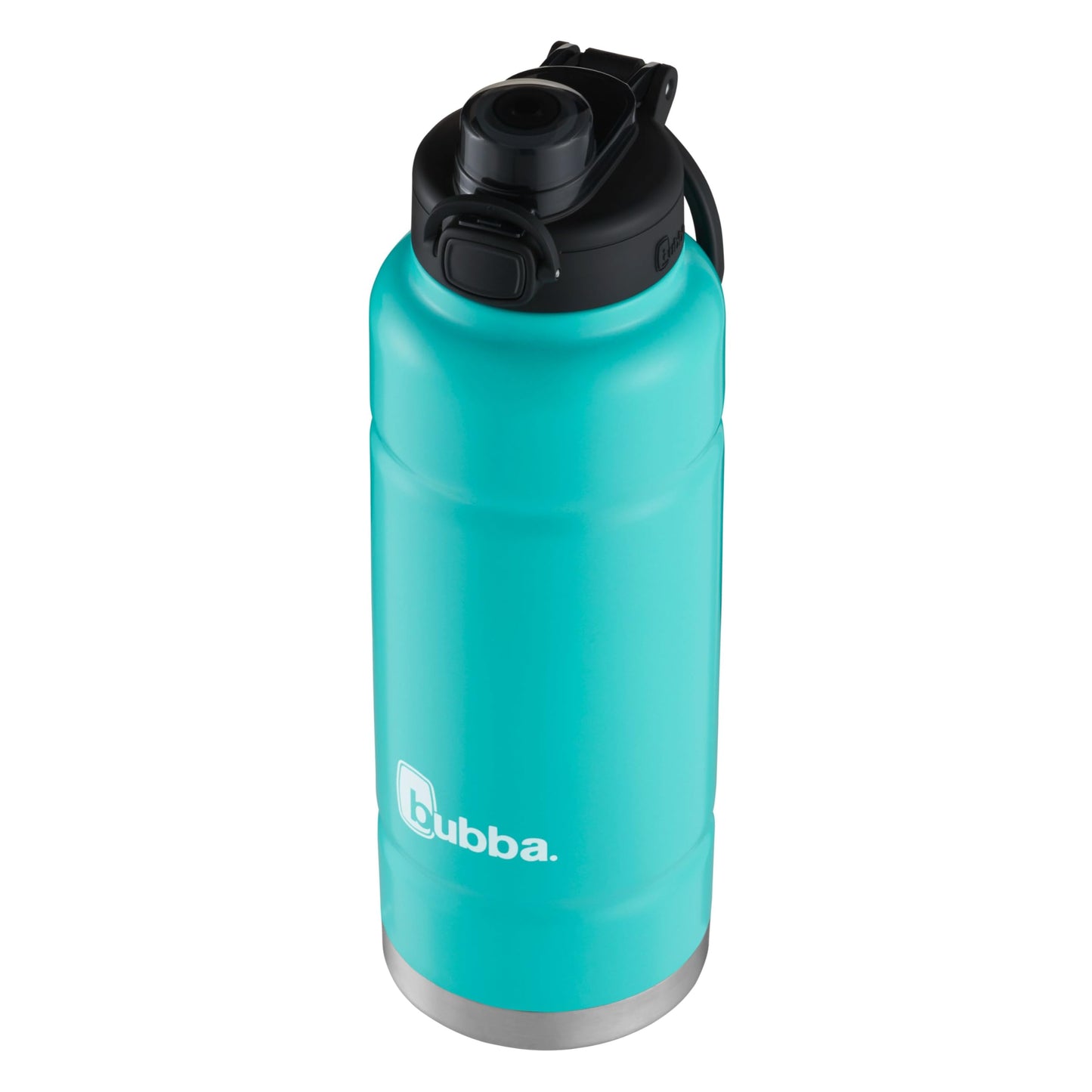 bubba Trailblazer Stainless Steel Water Bottle with Push Button Lid, 40 oz (1.18 L), Vacuum-Insulated, Rubberized Island Teal bubba