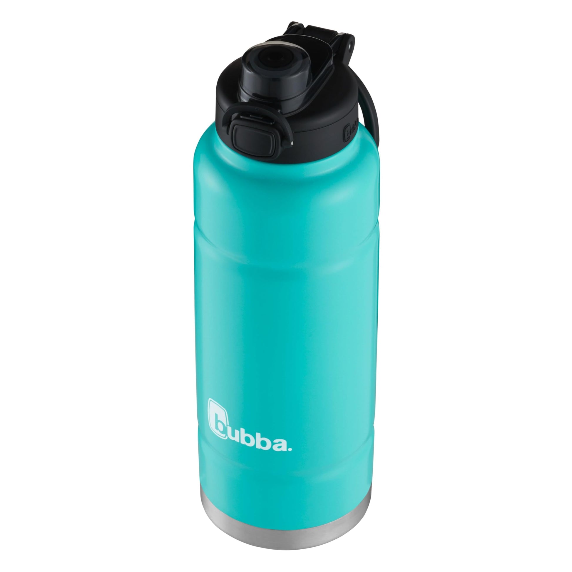 bubba Trailblazer Stainless Steel Water Bottle with Push Button Lid, 40 oz (1.18 L), Vacuum-Insulated, Rubberized Island Teal bubba
