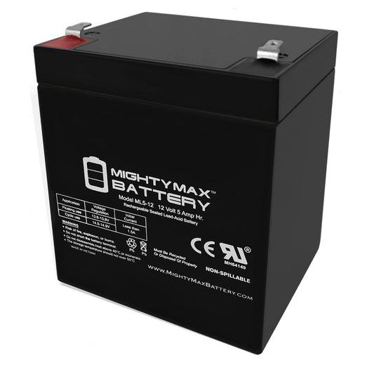 ML5-12 - 12 Volt 5 AH Rechargeable SLA Battery - Mighty Max Battery Brand Product