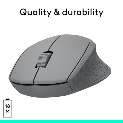 Logitech M330 Silent Plus Full Size 2.4 GHz Wireless Mouse - Grey