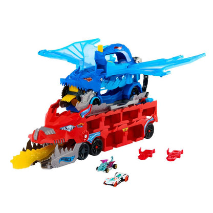 Hot Wheels City Toy Car Track Set, Ultimate Dual Dragon Transporter & 2 Die-Cast Cars, Large-Scale Dragon & Detachable Dragon, Stores 20+ Vehicles Hot Wheels