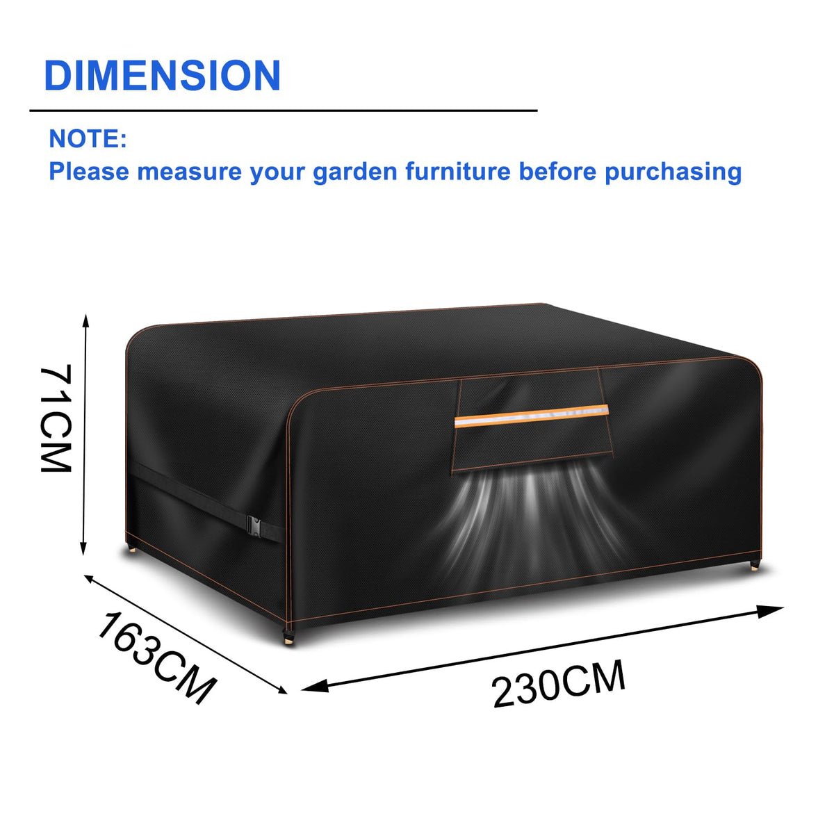 Rectangular Patio Furniture Covers Waterproof Winter with Air Vent, Handles and Buckles，420d Outdoor Furniture Covers Waterproof Winter,No Tears Anti Uv No Fading(90" L X64 W X 28" H) 🍁 All In One Marketplace Canada