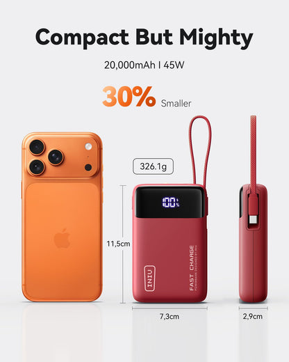 INIU 20000mAh Power Bank, Smaller 45W Fast Charging Travel Portable Charger