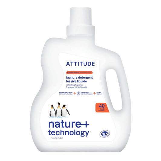 Recharge de détergent à lessive ATTITUDE, certifié EWG, Baies d'été, 160 brassées