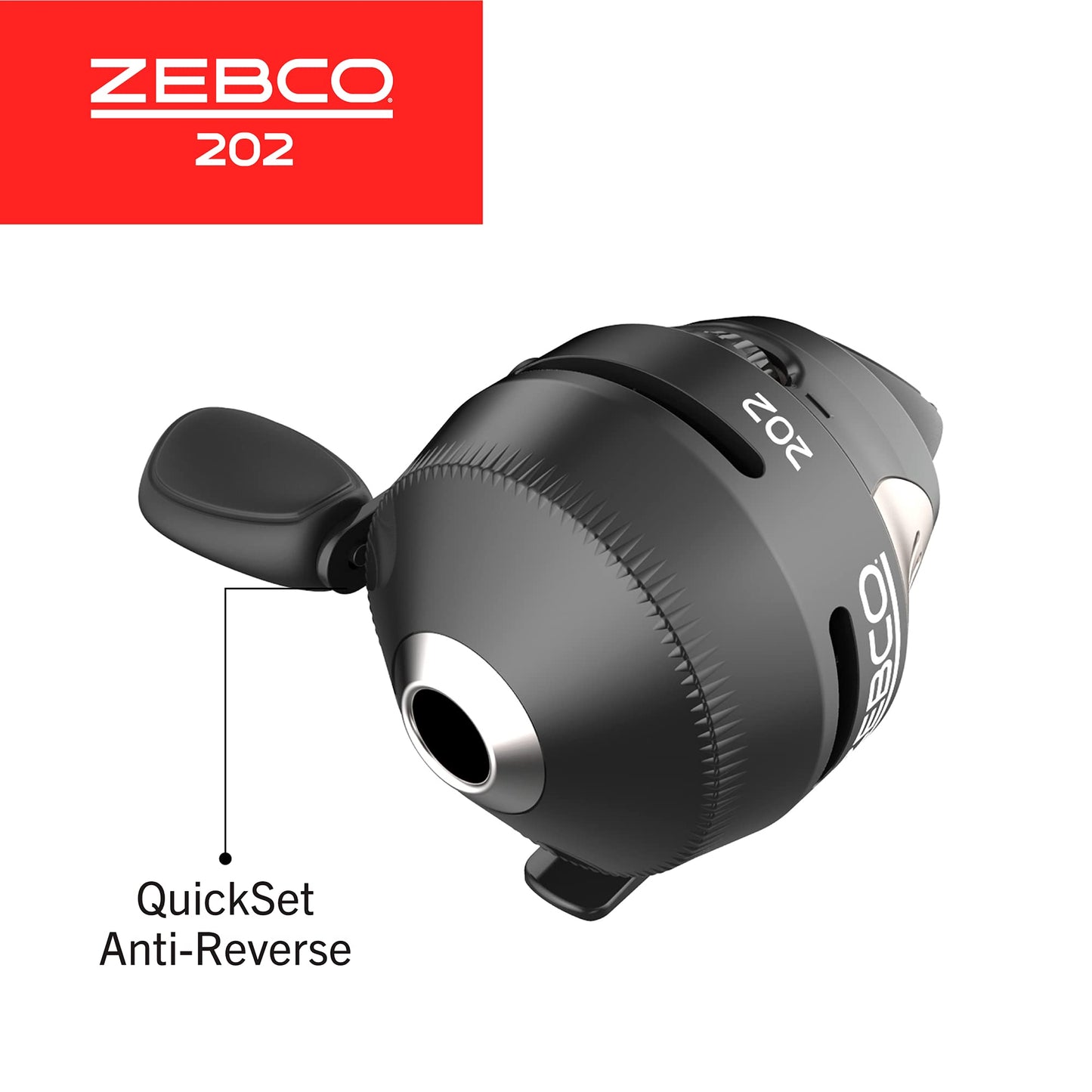 Zebco/Quantum, 202 Freshwater Spincast Reel, 2.8:1 Gear Ratio, 15" Retrieve Rate, Right Hand, Clam Package Zebco