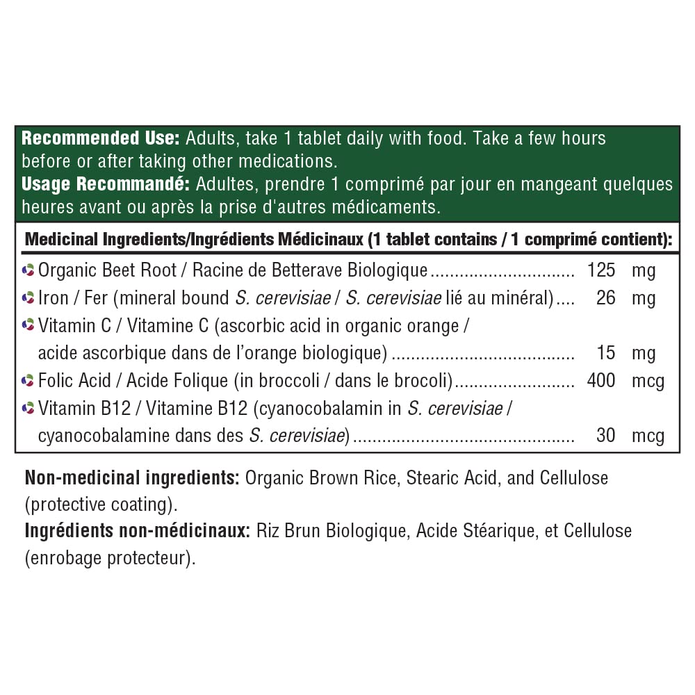 MegaFood Blood Builder - Vegan Iron Supplements with Vitamin C, Folic Acid, Vitamin B12, Beet Root - Iron Supplement for Anemia Prevention - 30 Tablets - Available at All In One Marketplace Canada