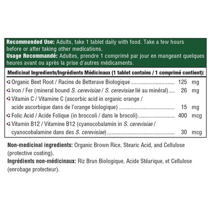 MegaFood Blood Builder - Vegan Iron Supplements with Vitamin C, Folic Acid, Vitamin B12, Beet Root - Iron Supplement for Anemia Prevention - 30 Tablets - Available at All In One Marketplace Canada