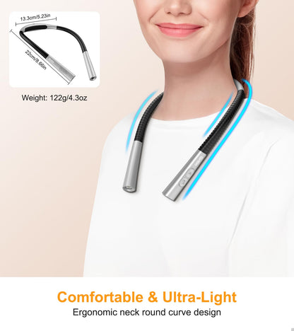 Gritin Rechargeable Book Light, Eye Caring Neck Reading Light 4-Color&5-Brightness, Stepless Dimming, 30-min Timer, 80H+ Runtime, Bendable Round Neck Design, Lightweight for Reading,Knitting,Repairing - Available at All In One Marketplace Canada