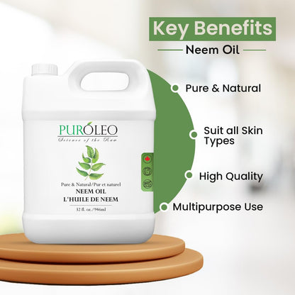 PUROLEO NEEM Oil 32 Fl Oz/946 ML (Packed In Canada) Pure and Natural Neem Oil for Multipurpose Use | Neem Oil extracted from NEEM Plante Chemical free Neem Oil Spray