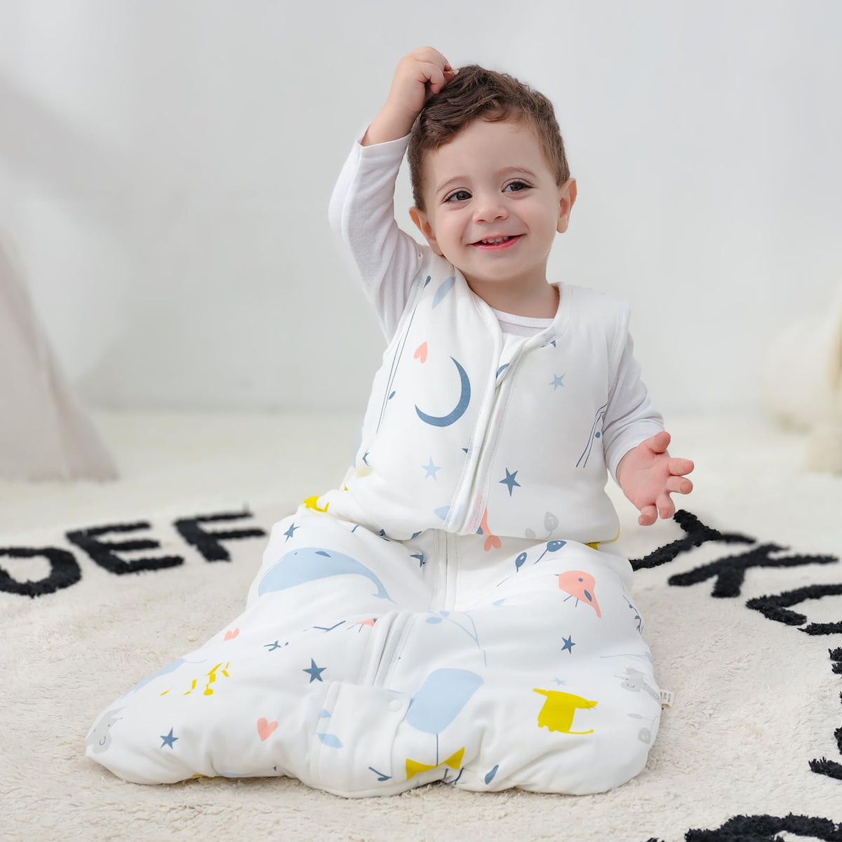 Mosebears Sleep Sack Baby Winter Wearable Blanket with 2-Way Zipper,2.5 TOG Cotton Sleep Sack Unisex (White Animal, 12-18 Months) 🍁 All In One Marketplace Canada
