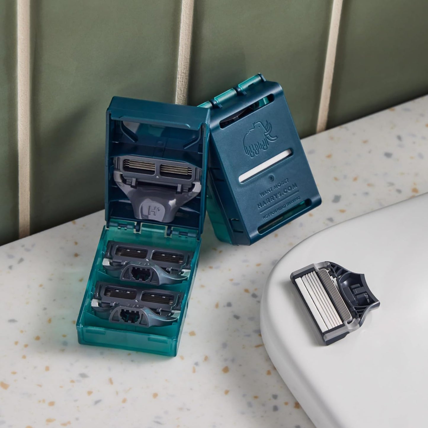Harry's Original Blades - Men's Razor Refill Pack for Smooth Shaving - Razor Head Replacement - Five Sharp Blades - Flexible Hinge - Moisture Strip - Precision Trimmer - 14 count - Available at All In One Marketplace Canada
