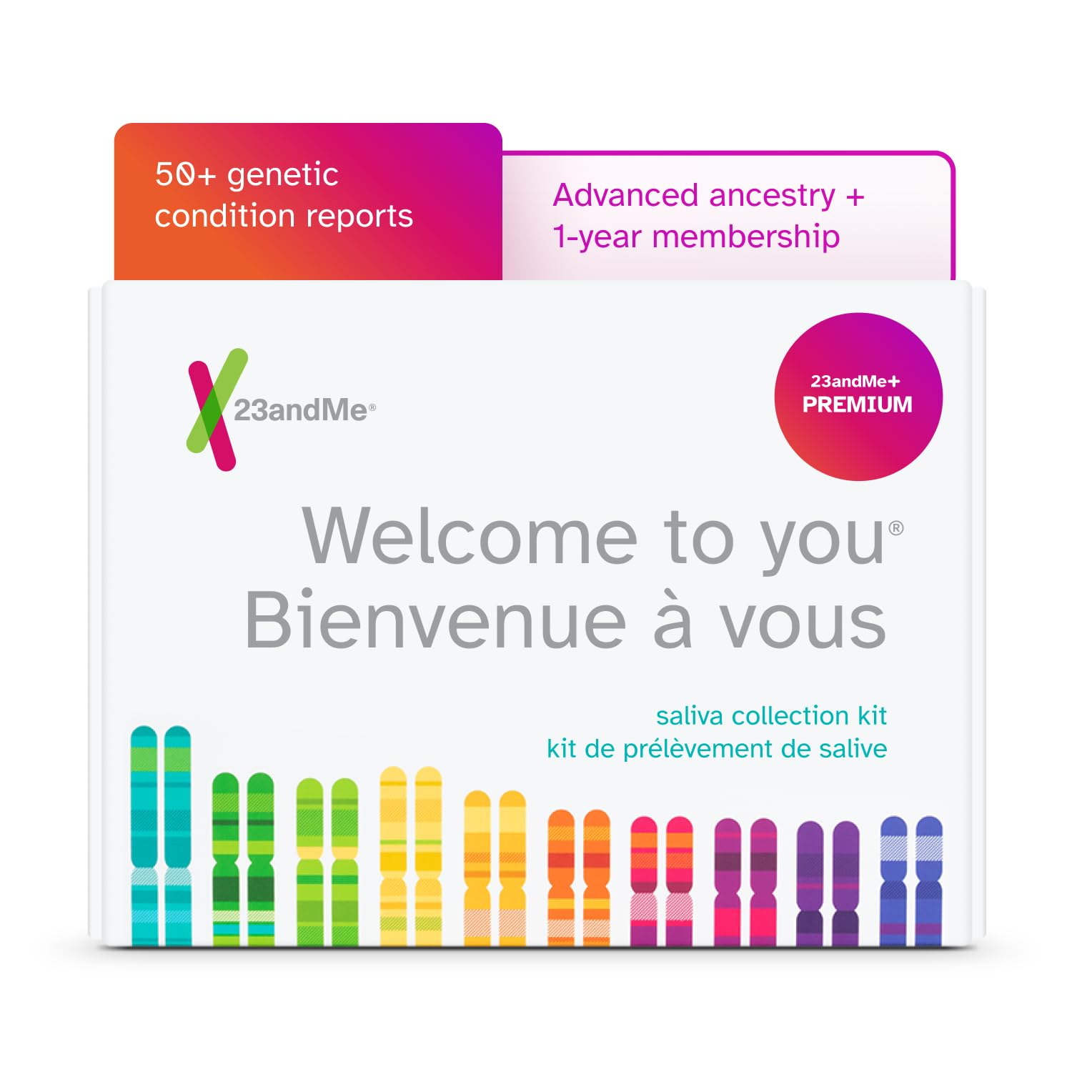 23andMe+ Premium Advanced Ancestry & Health - DNA Test Kit, Personal Genetic Insights, Plus 1-Year Access to Exclusive Health & Ancestry Reports, DNA Kit (Before You Buy See Important Test Info Below) - Available at All In One Marketplace Canada